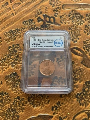 🔥ICG BU Broadstruck Error Lincoln Memorial Penny “Sin City Hoard” Austin Hutto - Image 1 of 2