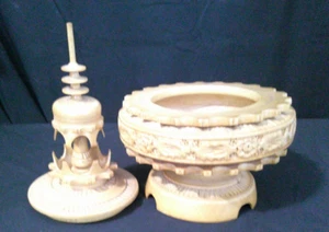 ๐ Ornate Hand-Carved Wood Bowl with Lid - Bosnian Sculpture - Intricate detail - Picture 1 of 8