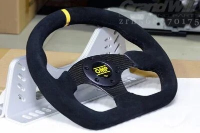 330mm 13' Suede Leather Carbon Fiber D-Shape Sport Rally Steering Wheel Fit OMP Foto 1 de 2