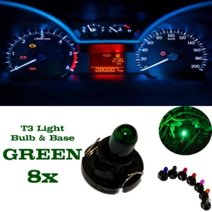 8x T3 Replacement Bulbs and Base 12V Instrument Dashboard Warning Light GREEN - Bild 1 von 4