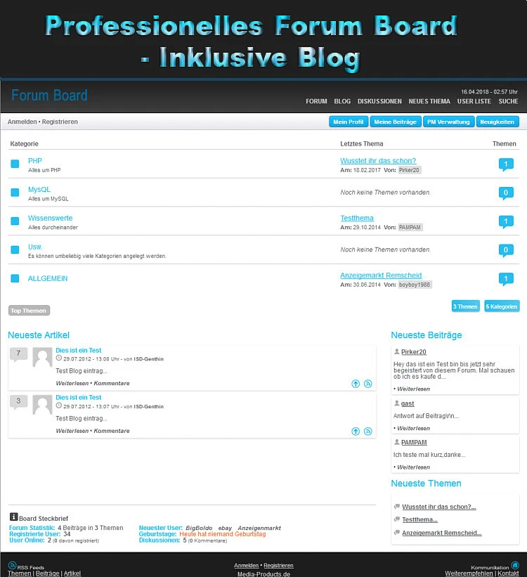 Professionelles Forum Board - Inkl. Blog - PHP-Script - Bild 1 von 1
