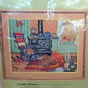 Country Kitchen 30611 Needlepoint 1989 Candamar New 20 X 16 inches Dog Cat - Picture 1 of 5