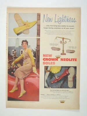 Vintage Crown Neolite Soles Advertisement Print 1950s Fashion Convertable Scale Foto 1 de 2