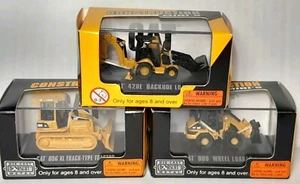 Lot Of 3...Norscot Construction Mini Diecast Vehicle Cat Tractor Backhoe Ect New - Picture 1 of 9