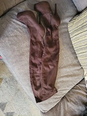 Botas de aguja Liliana sexy hasta el muslo para mujer talla 7,5 con plataforma interior nuevas sin caja Foto 1 de 3