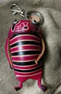 3D Hand Made/Painted Embossed leather Keychain.Purple raccoon 4"x2" - Picture 1 of 3