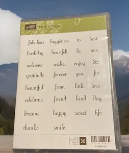 Stampin Up FABULOUS PHRASES 120501 Rubber Stamps Of 30, Celebratory Words- - Picture 1 of 3