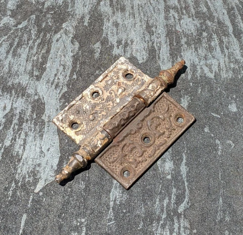 VTG 1 Eastlake Metal Ornate Door Hinge Hardware Steeple Top Prop Victorian     2 Cover
