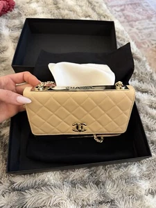 Chanel Trendy Wallet on a Chain in Beige, Gold Hardware, Boxed Full Set, WOC - Picture 1 of 14