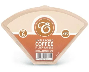 80 Size 6 Coffee Filter Paper Cones Replacement - Unbleached - Picture 1 of 3