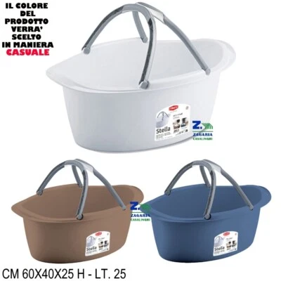 STEFANPLAST SUPERBACINELLA STELLA OVALE CON MANICI BACINELLA MULTIUSO LT. 25 LOOK MODERNO