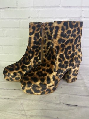 Botas Urban Outfitters UO Olivia Estampado Leopardo Plataforma Cremallera Lateral Mujer Talla 8 Foto 1 de 4