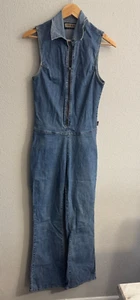 RARO Vintage Y2K REVERSO JEANS Azul DENIM MONO SIN MANGAS Vaqueros Acampanados 13/14 - Imagen 1 de 22