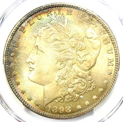Серебряный Моргановский доллар 1898-P $1 (1898) - PCGS MS67 - РЕДКИЙ класс - стоимость $3300 - Изображение 1 из 4