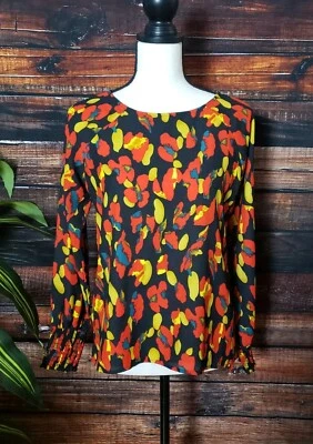 Allison Joy Blouse Size XS Flowy Shirt Elastic Cuff Abstract Top USA - Image 1 of 4