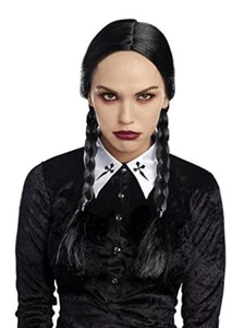 Dreamgirl Doble Trenzado Friday Adams Adulto Mujer Halloween Disfraz Peluca 10814 - Imagen 1 de 3