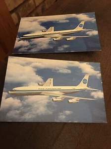 2 (zwei) Vintage PAN AM AMERICAN AIRWAYS Fluggesellschaften Postkarte 707 JET CLIPPER - Bild 1 von 4