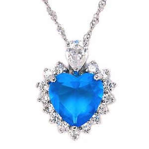 Preciosa Collana In Argento Acquamarina Di 2 Carati E Zirconi Origine Brasile - Foto 1 di 3