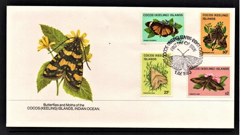 FDI " BUTTERFLIES AND MOTHS " COCOS ISLANDS 1983 Cover