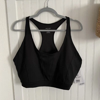 Sujetador deportivo negro Nine West Active para mujer 2X transpirable cómodo elástico en 4 vías Foto 1 de 4