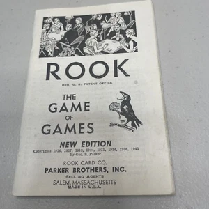 Vintage Rook Card Game 1943 Parker Brothers Instructions Only - Picture 1 of 3