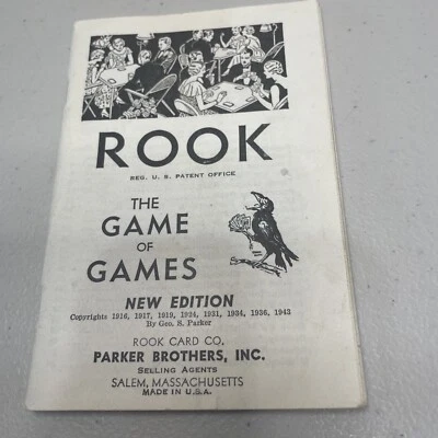 Vintage Rook Card Game 1943 Parker Brothers Instructions Only - Image 1 of 3