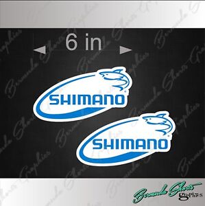 Shimano Fishing Logo / PAIR / 6" OVAL Vinyl Boat Lure Gear Graphic Art Decals
