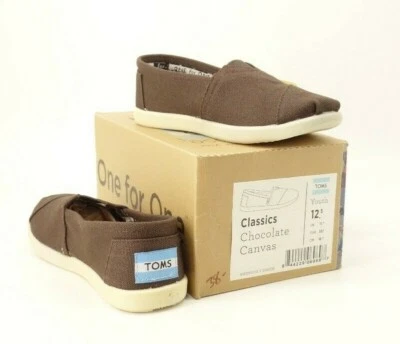 NUEVO Zapatos Mocasines Toms Classics Marrón Chocolate Lona Juvenil Niño Grande Talla 12.5 Foto 1 de 4
