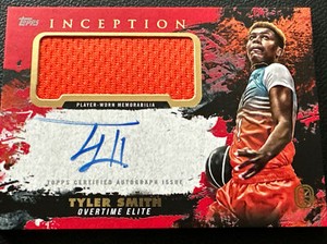 TOPPS INCEPTION OVERTIME OTE AUTO PATCH CARD  OF TYLER SMITH  RED /25