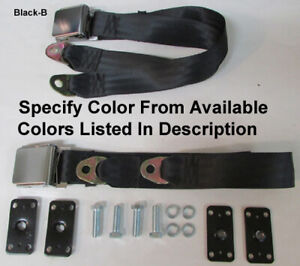 Seat Belt 2 Point Lap Seat Belts (2) With Retrofit Kit, 74" -Specify Color-
