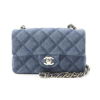 Bolsa tiracolo CHANEL Mini Matelasse 20 corrente ombro A69900 denim azul marinho usada GHW - Imagem 1 de 4