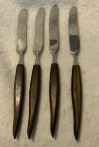 4 Robeson Stainless Germany Butter Knives With Wood Handle - Picture 1 of 6
