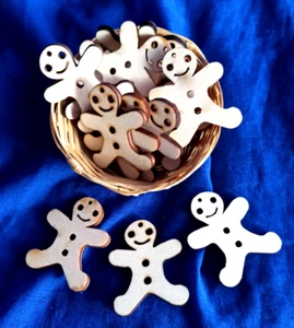 Minkaklecks Anhänger Holz  3x LEBKUCHENMANN 6cm  unbehandelt Basteln - Bild 1 von 2