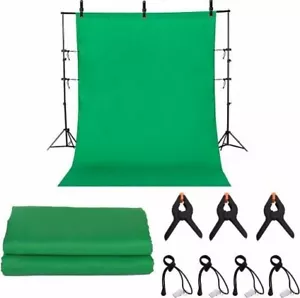 6x9ft - 1.8x2.8mts Green Screen Backdrop with Clips and Spring Clamps Clips - Picture 1 of 6