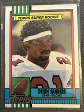 Deion Sanders 1990 Topps Super Rookie Card #469 Plus Additional Deion Cards - 5