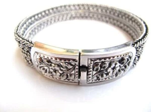  925 sterling silver heavy bangle bracelet handmade men women solid chain heavy - Picture 1 of 5