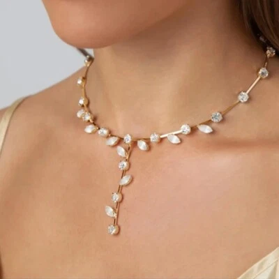 Collar gargantilla borla para mujer hoja y rama cristal joyería Foto 1 de 4