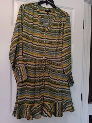 Jessica Simpson Dress Striped  V Neck Button Closure sz M - Image 1 of 4
