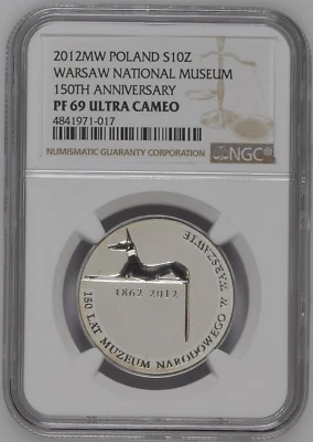 2012 Poland Silver 10 Zlotych Warsaw National Museum 150th Anniv. - NGC PF 69 UC - Image 1 of 4