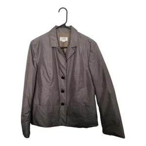 Talbots Jacket Women 10 Metallic Green Brown Nylon Button Front Pockets - Picture 1 of 9