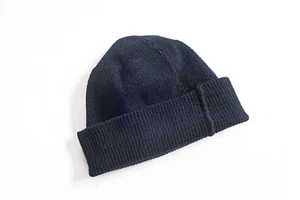 Vintage 50s 60s USN Watch Cap Wool Knit Black Dark Navy Korean War Beanie Cap - Picture 1 of 7