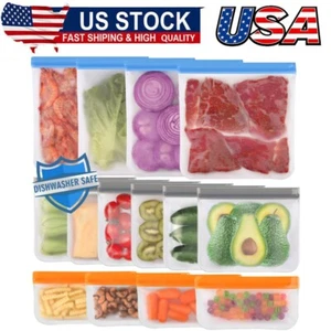 14Pcs Dishwasher Safe Reusable Bags Silicone,Leakproof Reusable Freezer Bags - Picture 1 of 7