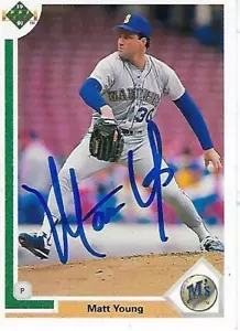MATT YOUNG FIRMADO 1991 CUBIERTA SUPERIOR #591 - SEATTLE MARINERS - Imagen 1 de 1