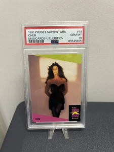 1991 Proset Superstars Cher UK Edition PSA 10 GEM Mint Musicards #18 Pop 2 - Picture 1 of 2