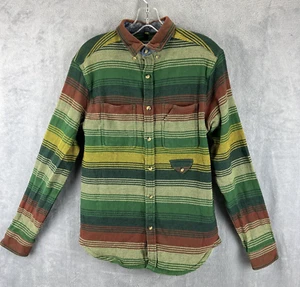 10 Deep Shirt Adult Medium Multicolor Stripe Cotton Blanket Pockets Long Sleeve - Picture 1 of 14