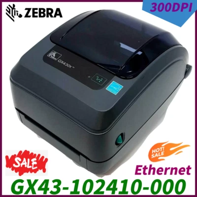 Zebra GX430t GX43-102410-000 Monochrome Thermal Transfer Desktop Printer Print - Image 1 of 4