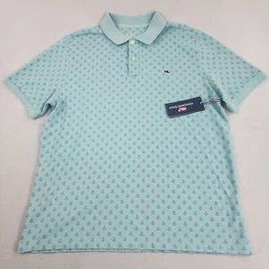 Vineyard Vines heritage polo shirt M Medium 42" blue whale anchors $98 mens - Picture 1 of 8