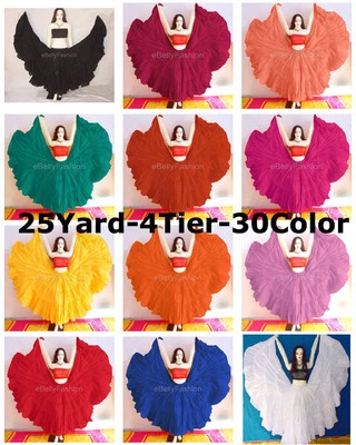 Falda Gitana Algodón 4 Niveles 25 Yardas Danza del Vientre Tribal Flamenco Eténico Niveles Foto 1 de 2