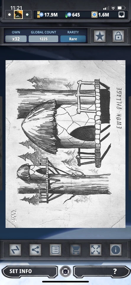 Topps Star Wars Digital Card Trader  White Graphite Ewok Village Insert - Image 1 of 1