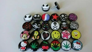 1 Paar Fake Plug Cheater Acryl 10mm Jack Nightmare Star Tweety Spongebob Skull - Bild 1 von 36